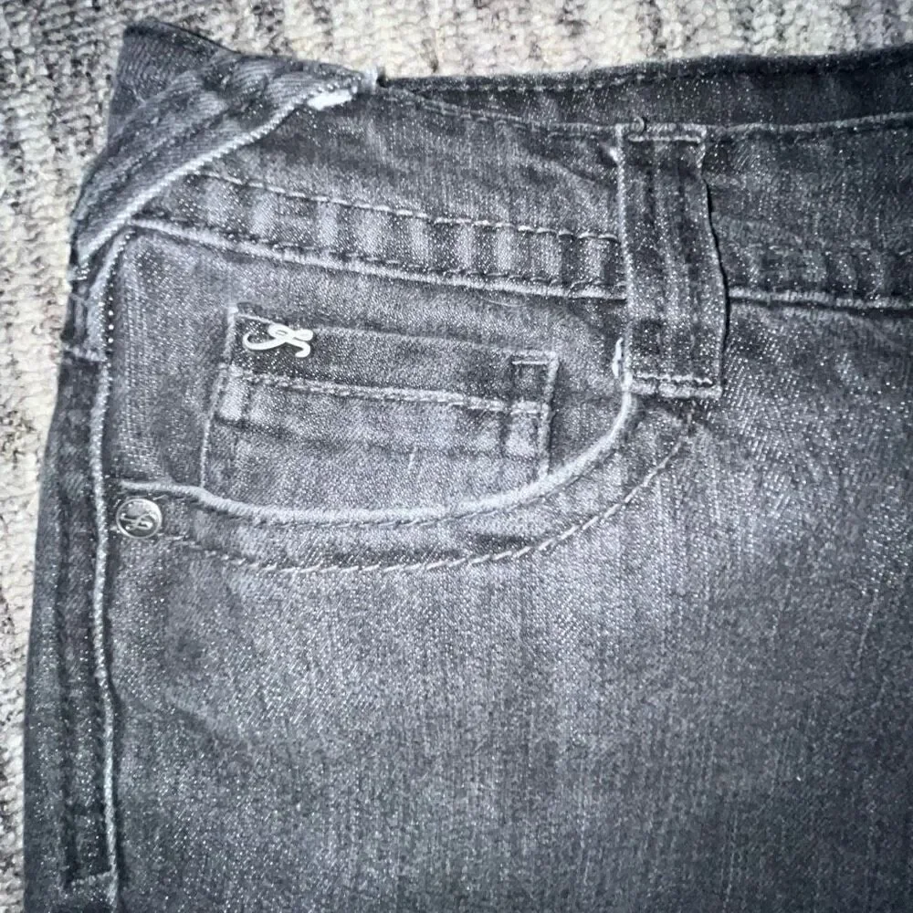 Style &‎ Co Women’s Size 12 Straight Leg Hip Hugger Jeans Black Faded Denim
